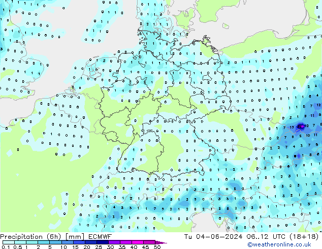 Z500/Rain (+SLP)/Z850 ECMWF Tu 04.06.2024 12 UTC