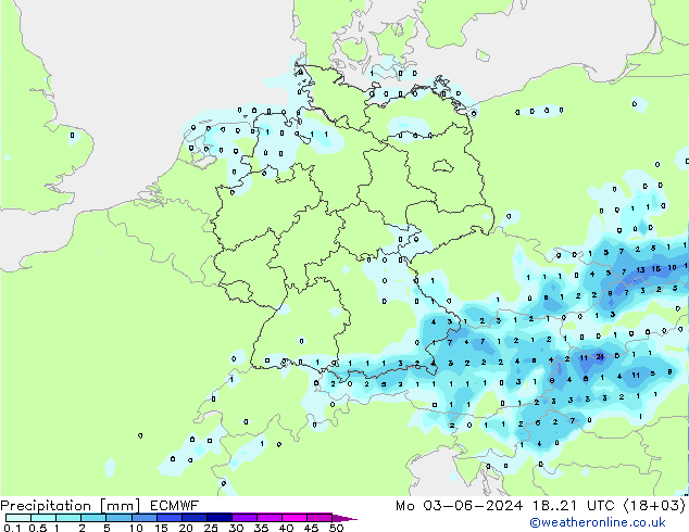 Precipitation ECMWF Mo 03.06.2024 21 UTC