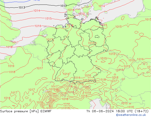 Luchtdruk (Grond) ECMWF do 06.06.2024 18 UTC