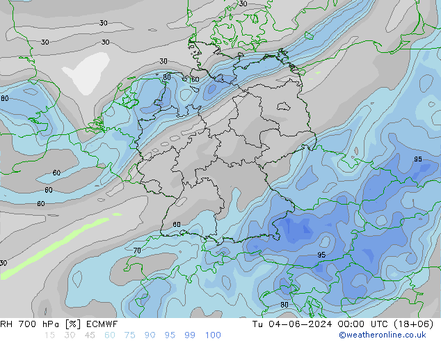 Humedad rel. 700hPa ECMWF mar 04.06.2024 00 UTC