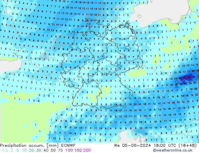 Precipitation accum. ECMWF  05.06.2024 18 UTC