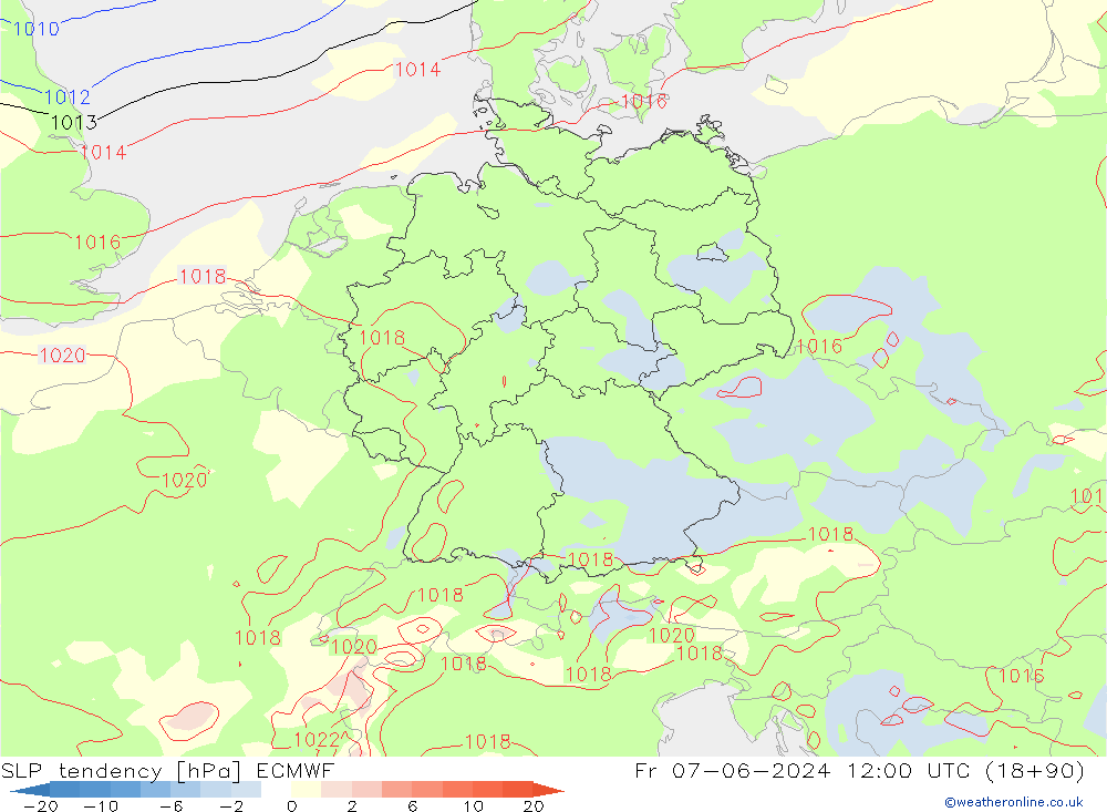 Tendencia de presión ECMWF vie 07.06.2024 12 UTC