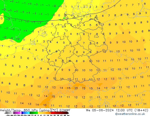 Z500/Rain (+SLP)/Z850 ECMWF St 05.06.2024 12 UTC