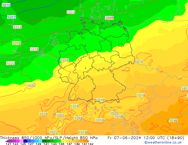 Thck 850-1000 hPa ECMWF  07.06.2024 12 UTC