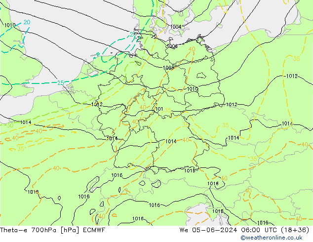 Theta-e 700hPa ECMWF wo 05.06.2024 06 UTC