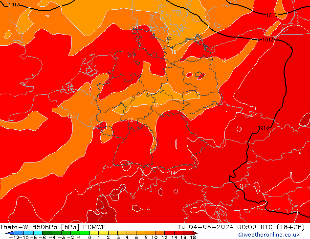 Theta-W 850hPa ECMWF mar 04.06.2024 00 UTC