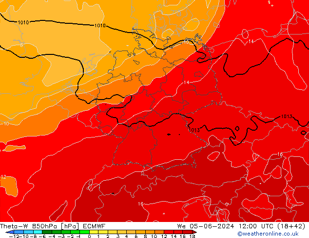 Theta-W 850hPa ECMWF We 05.06.2024 12 UTC