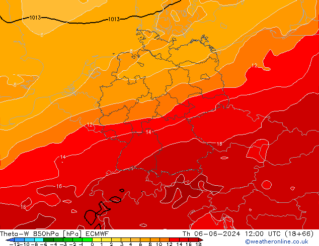 Theta-W 850hPa ECMWF gio 06.06.2024 12 UTC