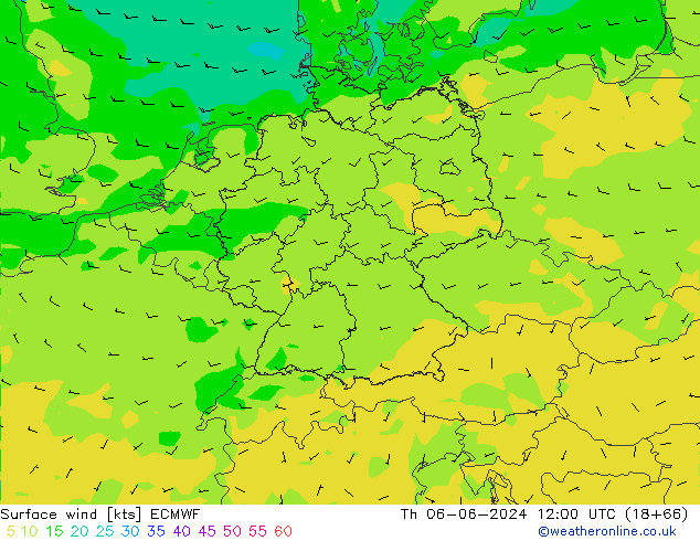 Vent 10 m ECMWF jeu 06.06.2024 12 UTC