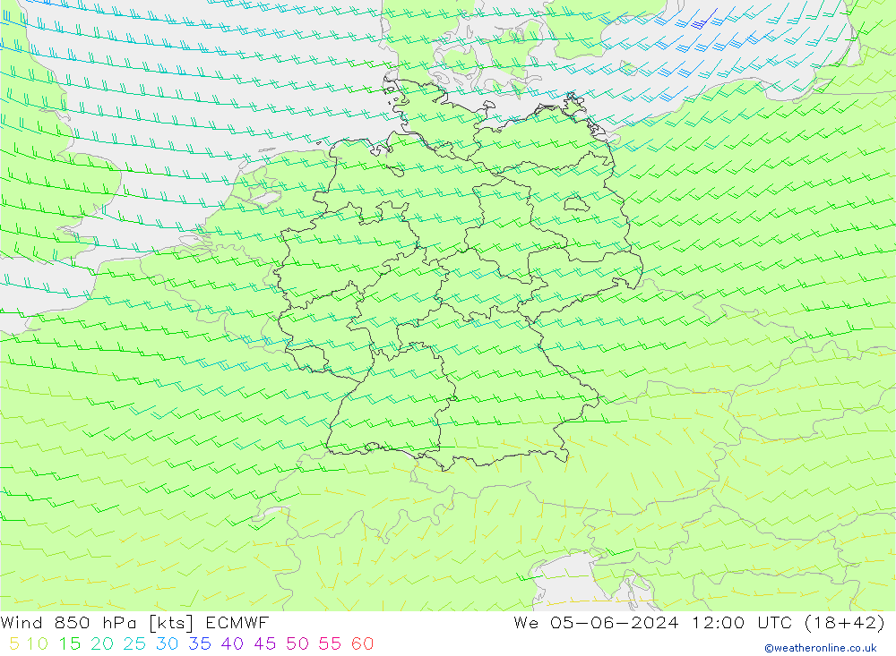 Wind 850 hPa ECMWF St 05.06.2024 12 UTC