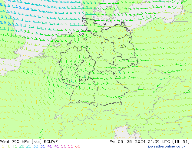 Viento 900 hPa ECMWF mié 05.06.2024 21 UTC