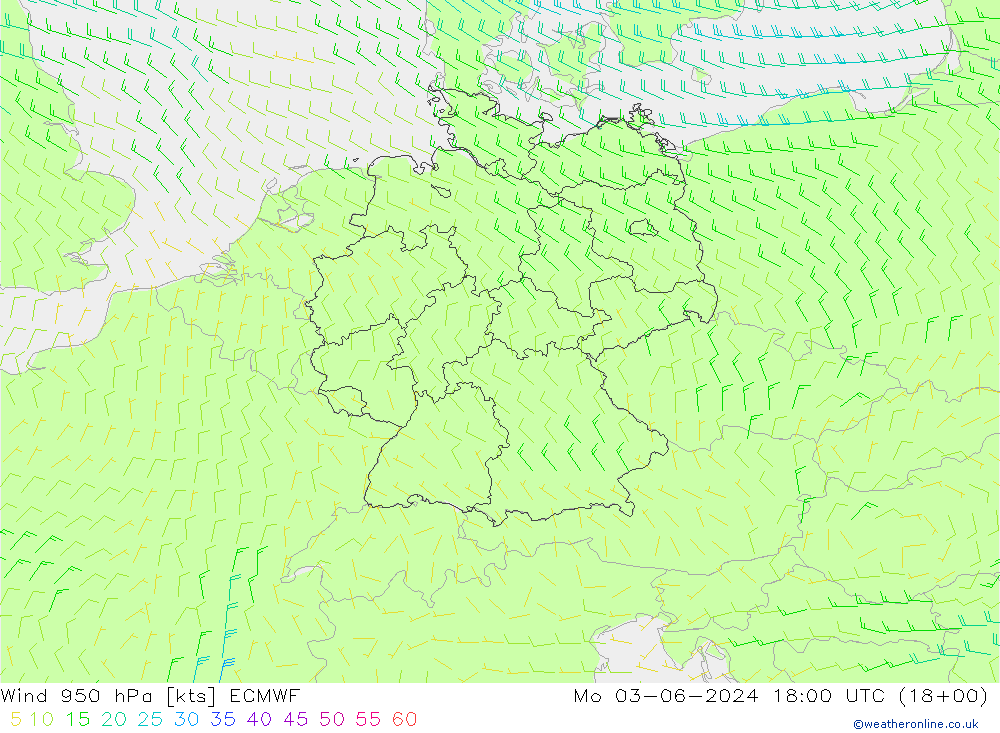 Wind 950 hPa ECMWF Mo 03.06.2024 18 UTC