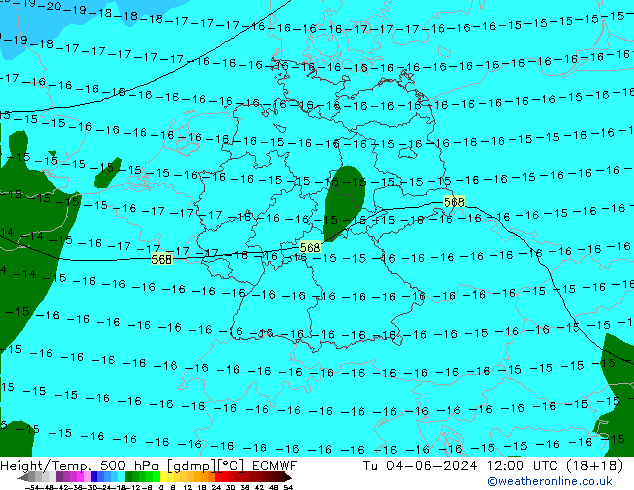 Z500/Rain (+SLP)/Z850 ECMWF Tu 04.06.2024 12 UTC