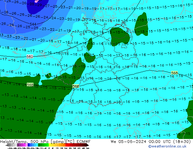 Z500/Rain (+SLP)/Z850 ECMWF We 05.06.2024 00 UTC