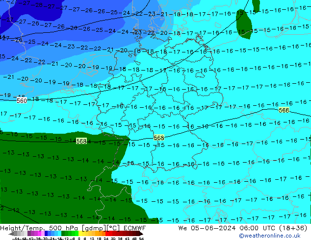 Z500/Rain (+SLP)/Z850 ECMWF mer 05.06.2024 06 UTC