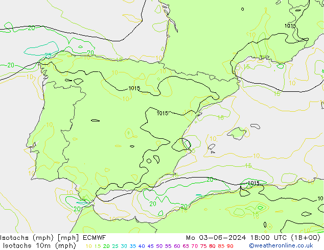 Isotachs (mph) ECMWF Mo 03.06.2024 18 UTC