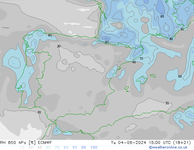 RH 850 hPa ECMWF Ter 04.06.2024 15 UTC