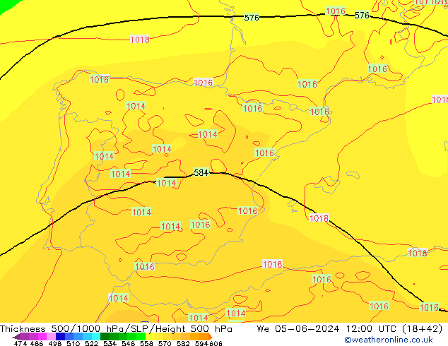 Thck 500-1000hPa ECMWF St 05.06.2024 12 UTC