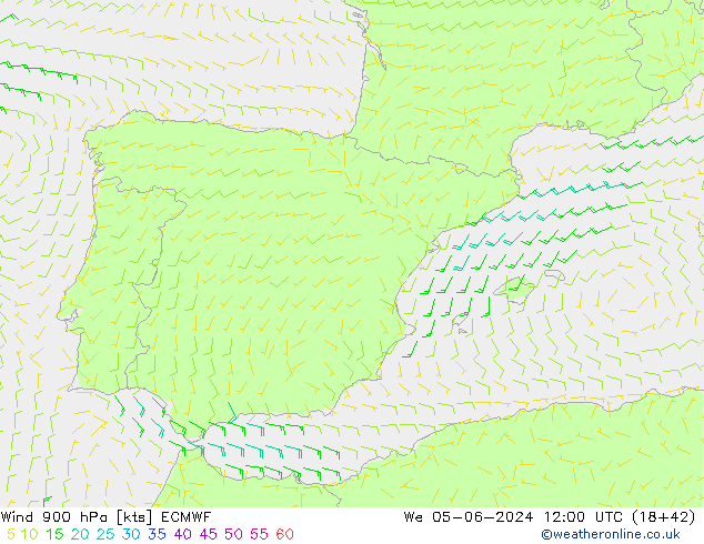 Wind 900 hPa ECMWF wo 05.06.2024 12 UTC