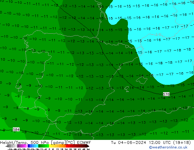 Height/Temp. 500 hPa ECMWF  04.06.2024 12 UTC