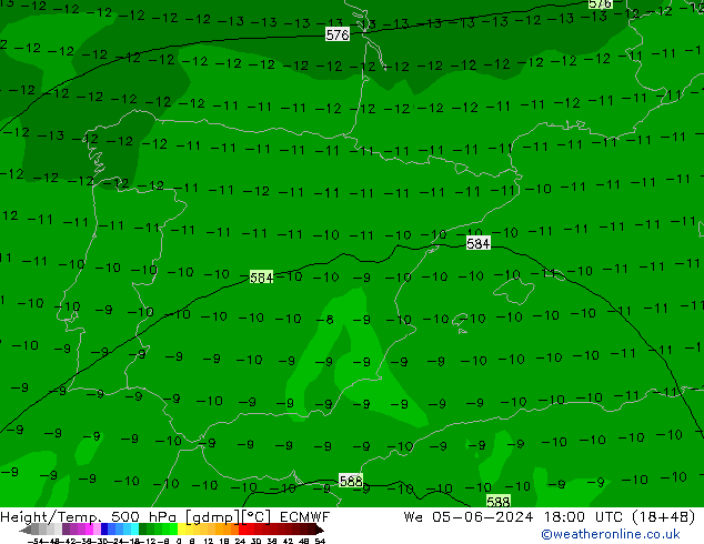 Z500/Rain (+SLP)/Z850 ECMWF śro. 05.06.2024 18 UTC