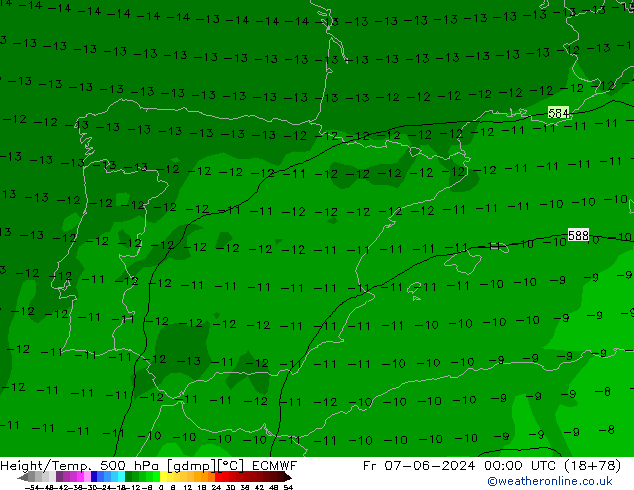 Z500/Rain (+SLP)/Z850 ECMWF Pá 07.06.2024 00 UTC