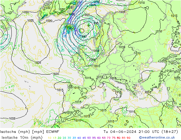 Isotachs (mph) ECMWF Tu 04.06.2024 21 UTC