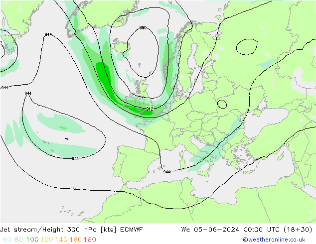 Jet stream ECMWF Qua 05.06.2024 00 UTC