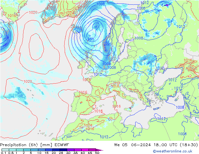 Z500/Rain (+SLP)/Z850 ECMWF St 05.06.2024 00 UTC