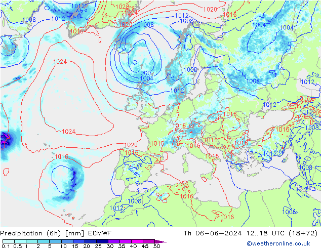 Z500/Rain (+SLP)/Z850 ECMWF Do 06.06.2024 18 UTC