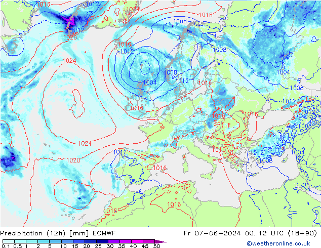 Nied. akkumuliert (12Std) ECMWF Fr 07.06.2024 12 UTC