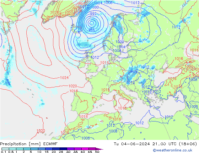 Srážky ECMWF Út 04.06.2024 00 UTC