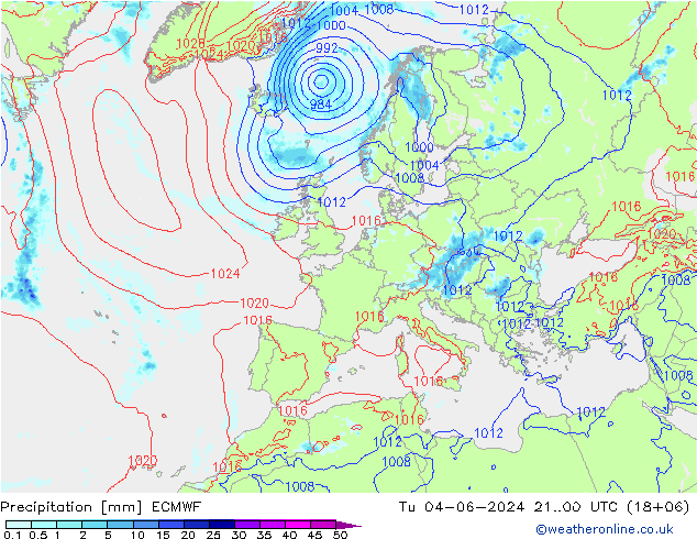 降水 ECMWF 星期二 04.06.2024 00 UTC