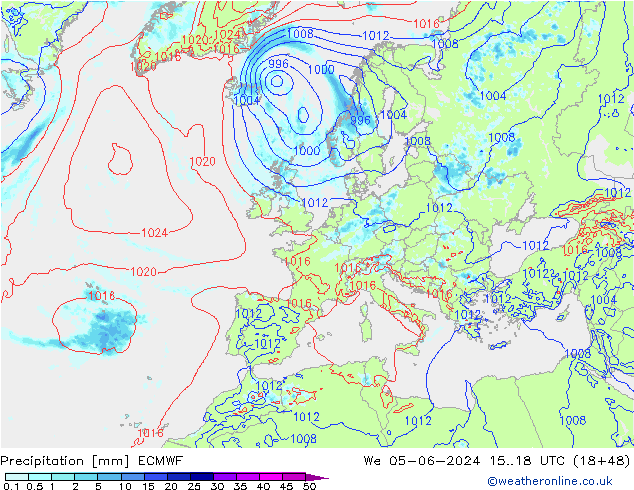 Précipitation ECMWF mer 05.06.2024 18 UTC