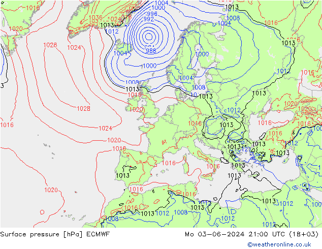 ciśnienie ECMWF pon. 03.06.2024 21 UTC