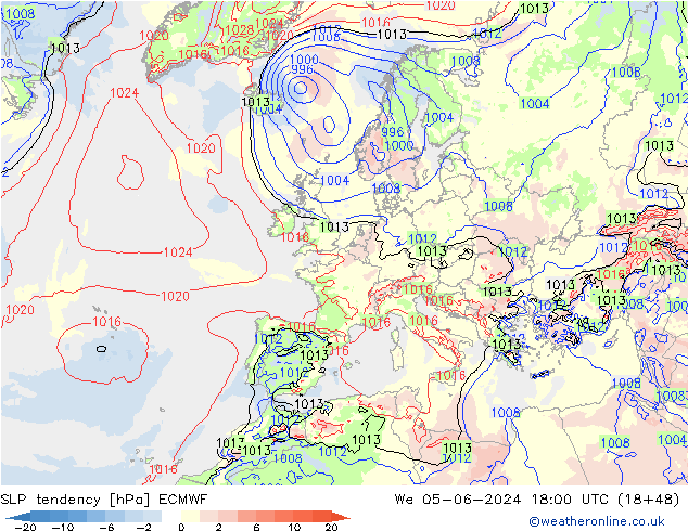 Y. Basıncı eğilimi ECMWF Çar 05.06.2024 18 UTC