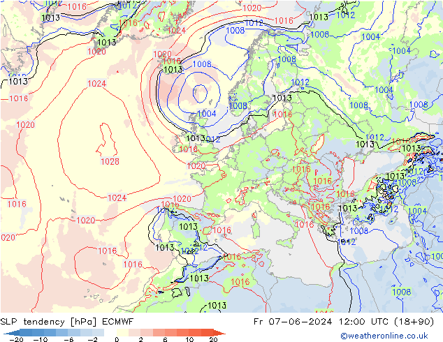 Druktendens (+/-) ECMWF vr 07.06.2024 12 UTC