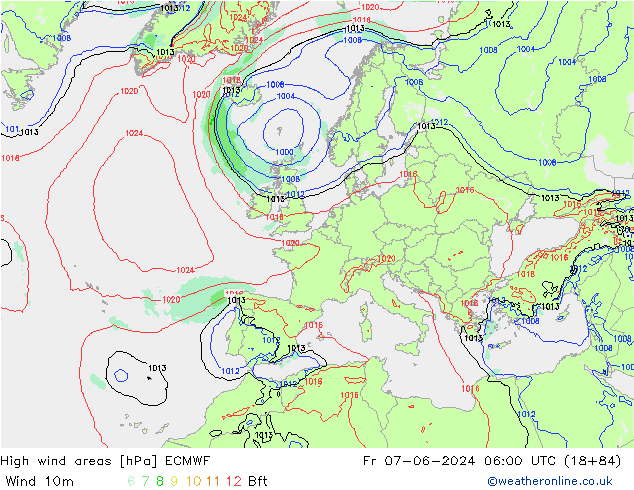 High wind areas ECMWF vie 07.06.2024 06 UTC