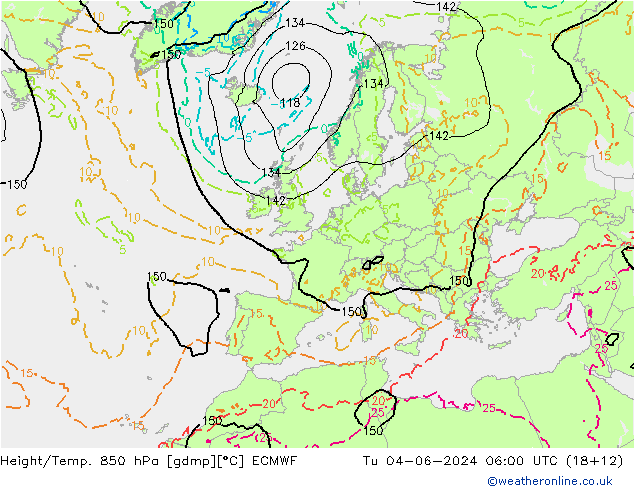 Z500/Rain (+SLP)/Z850 ECMWF вт 04.06.2024 06 UTC