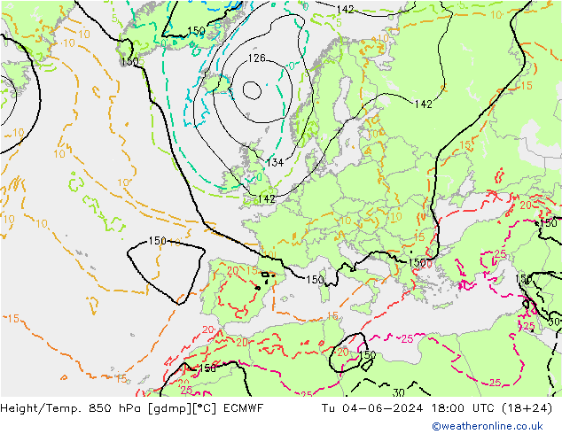 Geop./Temp. 850 hPa ECMWF mar 04.06.2024 18 UTC