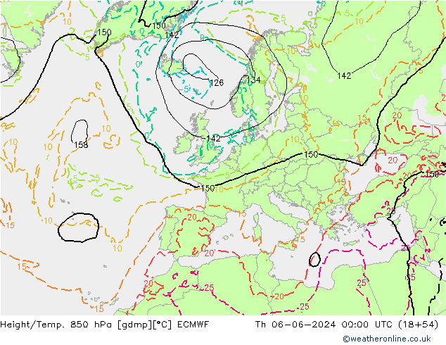 Z500/Rain (+SLP)/Z850 ECMWF Th 06.06.2024 00 UTC