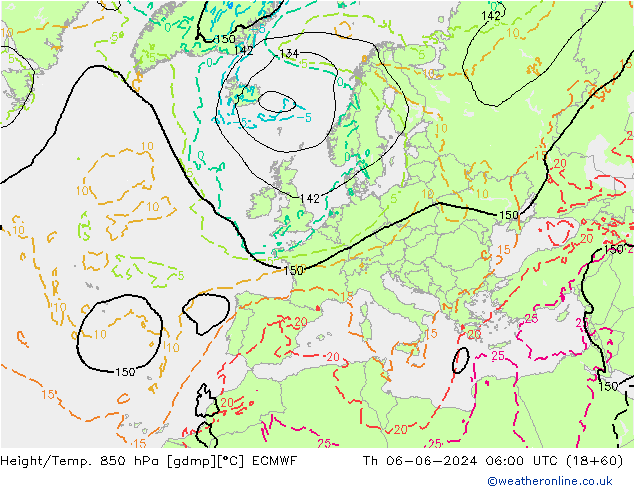 Z500/Rain (+SLP)/Z850 ECMWF jeu 06.06.2024 06 UTC