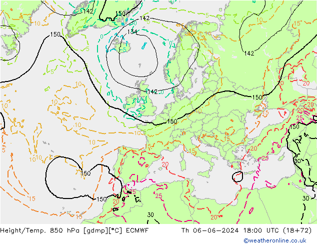 Z500/Rain (+SLP)/Z850 ECMWF Do 06.06.2024 18 UTC