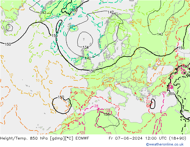 Z500/Rain (+SLP)/Z850 ECMWF vie 07.06.2024 12 UTC
