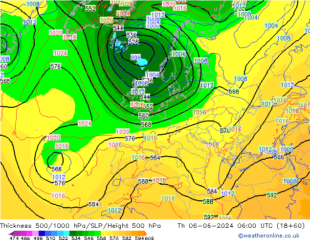 500-1000 hPa Kalınlığı ECMWF Per 06.06.2024 06 UTC