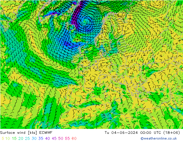 Bodenwind ECMWF Di 04.06.2024 00 UTC