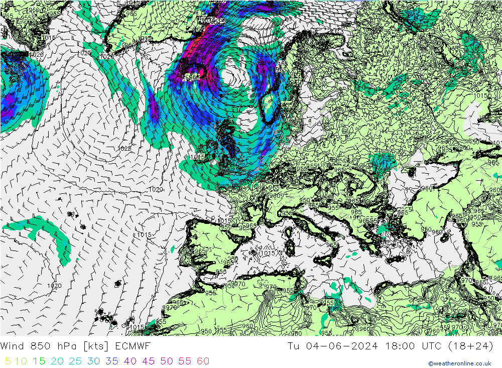 Vento 850 hPa ECMWF mar 04.06.2024 18 UTC