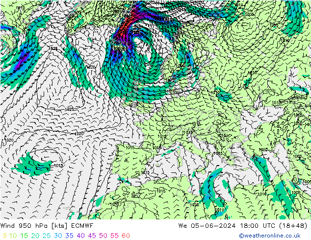 Wind 950 hPa ECMWF We 05.06.2024 18 UTC