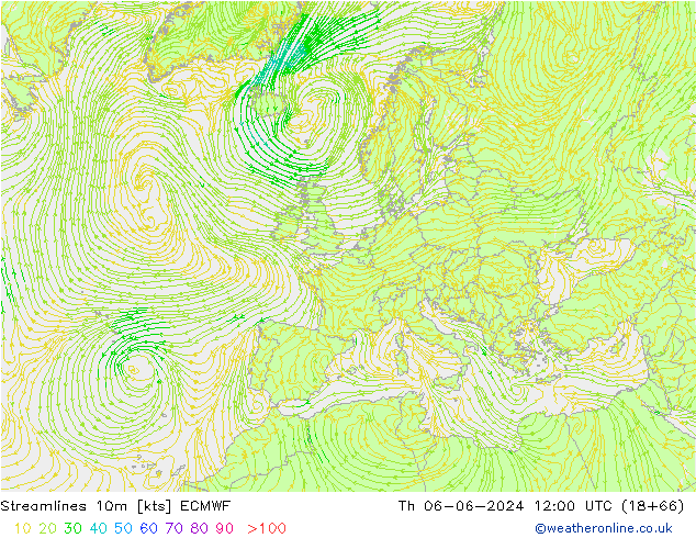 ветер 10m ECMWF чт 06.06.2024 12 UTC