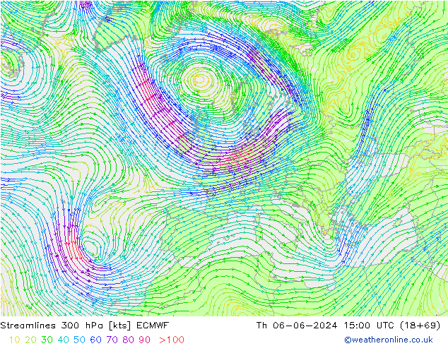 Rüzgar 300 hPa ECMWF Per 06.06.2024 15 UTC